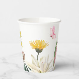 ピンクの素朴なバラフローラ 紙コップ