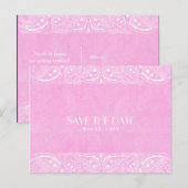ピンクの素朴なペイズリーカントリーウェスタン セーブ・ザ・デート 案内ポストカード (正面/裏面)