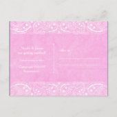 ピンクの素朴なペイズリーカントリーウェスタン セーブ・ザ・デート 案内ポストカード (裏面)