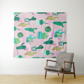 ピンクの素朴な南西部風のサボテン植物 タペストリー (インサイチュ(横))