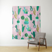 ピンクの素朴な南西部風のサボテン タペストリー (インサイチュ)