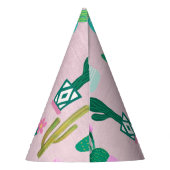 ピンクの素朴な南西部風のサボテン パーティーハット (裏面)