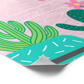 ピンクの素朴な南西部風のサボテン ポスター (角)