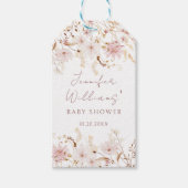 ピンクの素朴な小さな野生の花の赤ちゃん女の子シャワー ギフトタグ (正面)