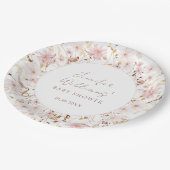 ピンクの素朴な小さな野生の花の赤ちゃん女の子シャワー ペーパープレート (アングル)