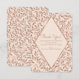 ピンクの素朴な葉のボタニカル グラム ありがとう 招待状