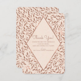 ピンクの素朴な葉のボタニカル グラム サンクス 招待状