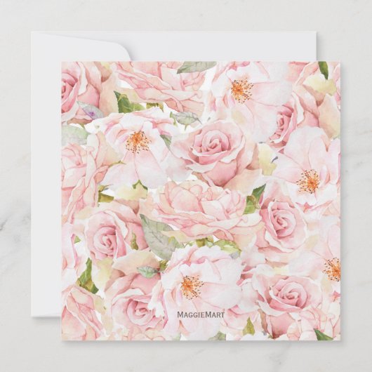 ピンクの素朴バラの木の文字列ライト日付を保存 セーブザデート (裏面)