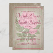 ピンクの素朴フローラブライダルシャワー招待状 招待状 (正面/裏面)