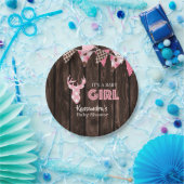 ピンクの素朴格子毛の鹿の赤ちゃんシャワー紙プレート ペーパープレート (パーティー)