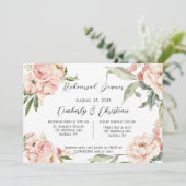 ピンクの素朴水色の牡丹リハーサルディナー 招待状 (スタンド正面)