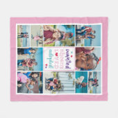 ピンクの紫が指名手配され、愛される養子のコラージュ フリースブランケット (正面(横))