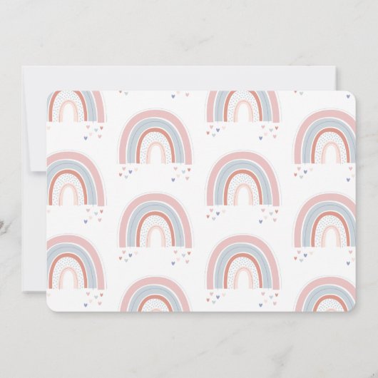 ピンクの紫でレインボーの写真の誕生日の招待状 (裏面)