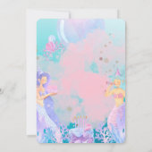 ピンクの紫と青の人魚をテーマにした誕生日パーティー 招待状 (裏面)