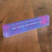 ピンクの紫と青の抽象芸術色 デスクネームプレート (側面)