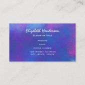 ピンクの紫と青の抽象芸術色 名刺 (裏面)