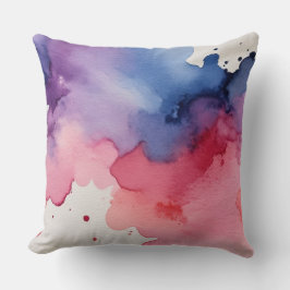 ピンクの紫と青の水色の抽象芸術 クッション