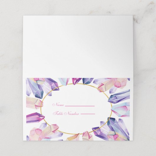 ピンクの紫と黄色の結晶の場所の名前 プレイスカード (外部開封)