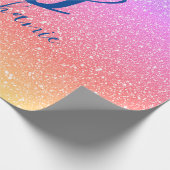 ピンクの紫のきらきらグラデーションしたモノグラム名カワイト ラッピングペーパー (角)