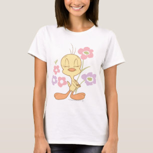 ピンクの紫のツイーティ Tシャツ