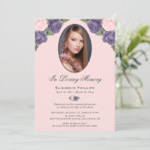 ピンクの紫のフローラ写真を愛の記憶に 招待状 (スタンド正面)