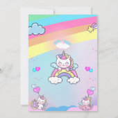 ピンクの紫のユニコーンの誕生日の招待状 招待状 (裏面)