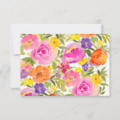 ピンクの紫の金ゴールド夏のフローラ水色 出欠カード (裏面)