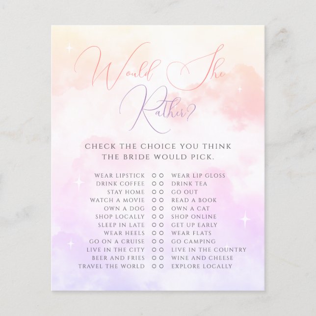 ピンクの紫の雲9彼女はむしろゲームだろう (正面)