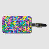 ピンクの紫の青の黄色の緑に振りかけるキャンディ ラゲッジタグ (正面横)