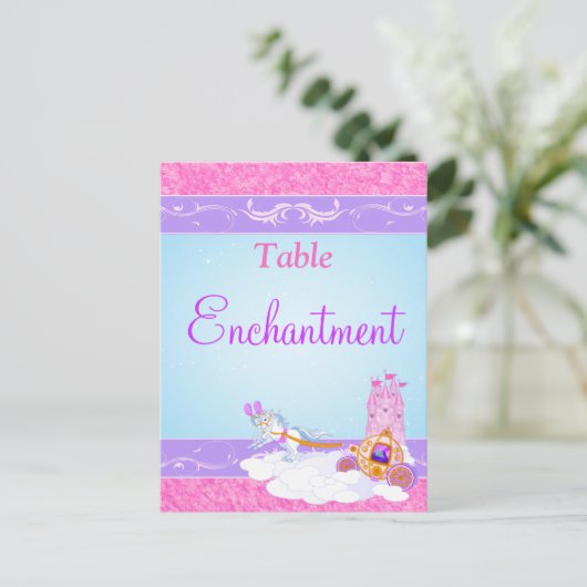 ピンクの紫色のおとぎ話テーブル名/番号はがき ポストカード (スタンド正面)