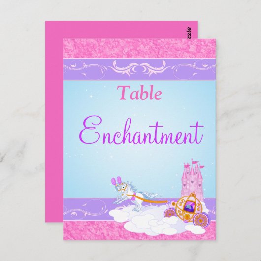 ピンクの紫色のおとぎ話テーブル名/番号はがき ポストカード (正面/裏面)