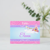 ピンクの紫色のおとぎ話テーブル名/番号はがき ポストカード (スタンド正面)