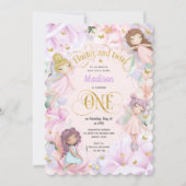 ピンクの紫色のガーデンフェアリー、魅惑的な森のインビタット 招待状 (正面)