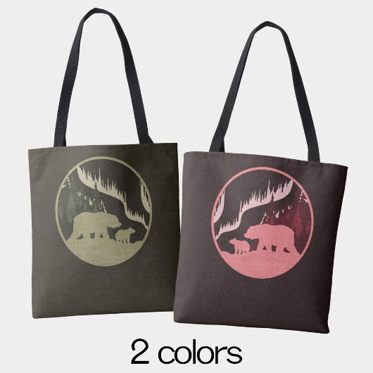 ピンクの紫色のクマ屋外シーンの北の光 トートバッグ