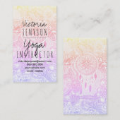 ピンクの紫色のグラデーションなdreamcatcherの花柄の落書きのヨガ 名刺 (正面/裏面)