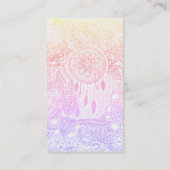 ピンクの紫色のグラデーションなdreamcatcherの花柄の落書きのヨガ 名刺 (裏面)