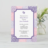ピンクの紫色のダリアの女の子のベビーシャワーの招待 招待状 (スタンド正面)
