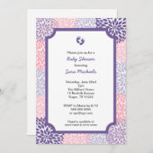 ピンクの紫色のダリアの女の子のベビーシャワーの招待 招待状 (正面/裏面)