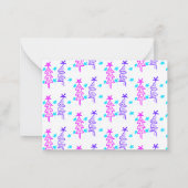 ピンクの紫色のドードルクリスマスツリーの星のホリデーパ ノートカード (裏面)