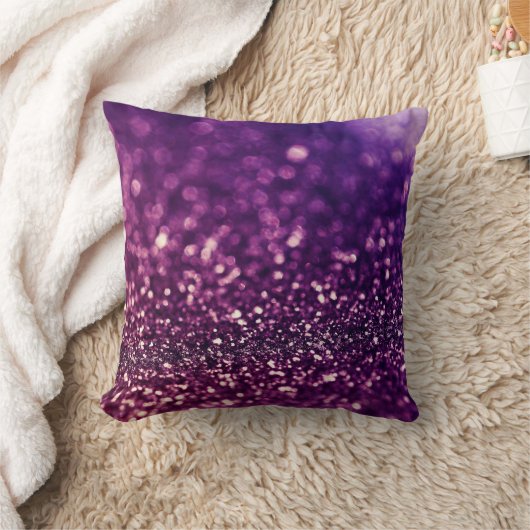 ピンクの紫色の塵のグリッター クッション (ブランケット)