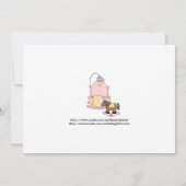 ピンクの紫色の女の子の乳母車のシャワーの招待 招待状 (裏面)