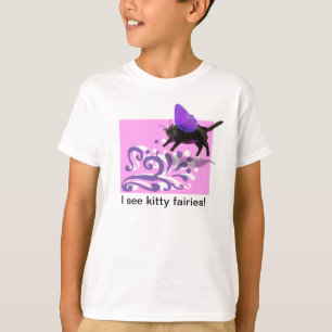 ピンクの紫色の子猫の妖精のTシャツ Tシャツ