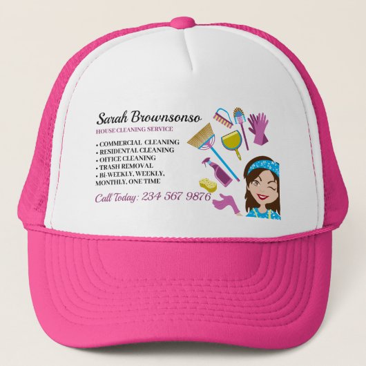 ピンクの紫色の守衛兵の漫画のクユニークリーニング キャップ (正面)