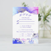 ピンクの紫色の宝石トーンのインク洗浄 出欠カード (スタンド正面)