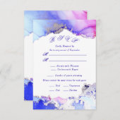 ピンクの紫色の宝石トーンのインク洗浄 出欠カード (正面/裏面)