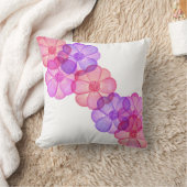 ピンクの紫色の明るい赤紫色の色彩の鮮やかな水彩画の花 クッション (ブランケット)