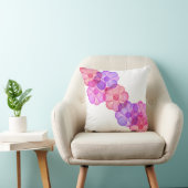 ピンクの紫色の明るい赤紫色の色彩の鮮やかな水彩画の花 クッション (椅子)