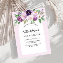 ピンクの紫色の水色の花模様誕生日