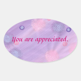ピンクの紫色の泡のステッカーを感謝している 楕円形シール