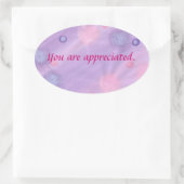 ピンクの紫色の泡のステッカーを感謝している 楕円形シール (バッグ)